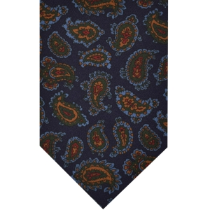 Jedwabny krawat paisley granatowy